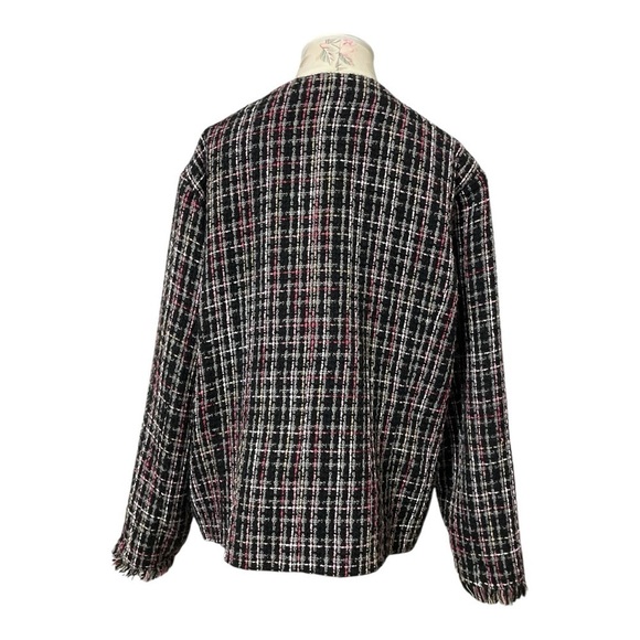 Chico's Tweed Fringe Blazer, Black Lining, with Two Front Pockets - Picture 5 of 12